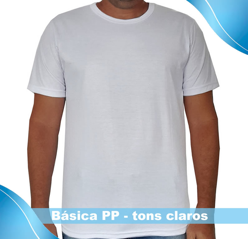 Camiseta básica malha pp tons claros